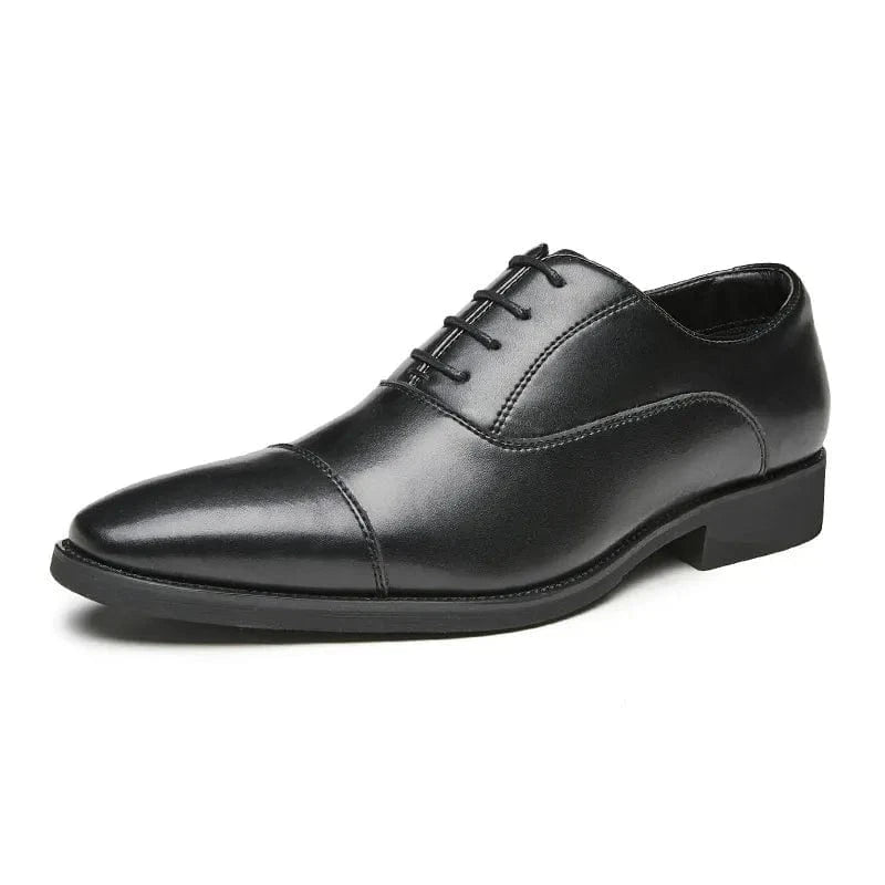 aesido Men's Leather Business Shoes Soft Sole Lace-Up Pointed Toe Oxford Shoes