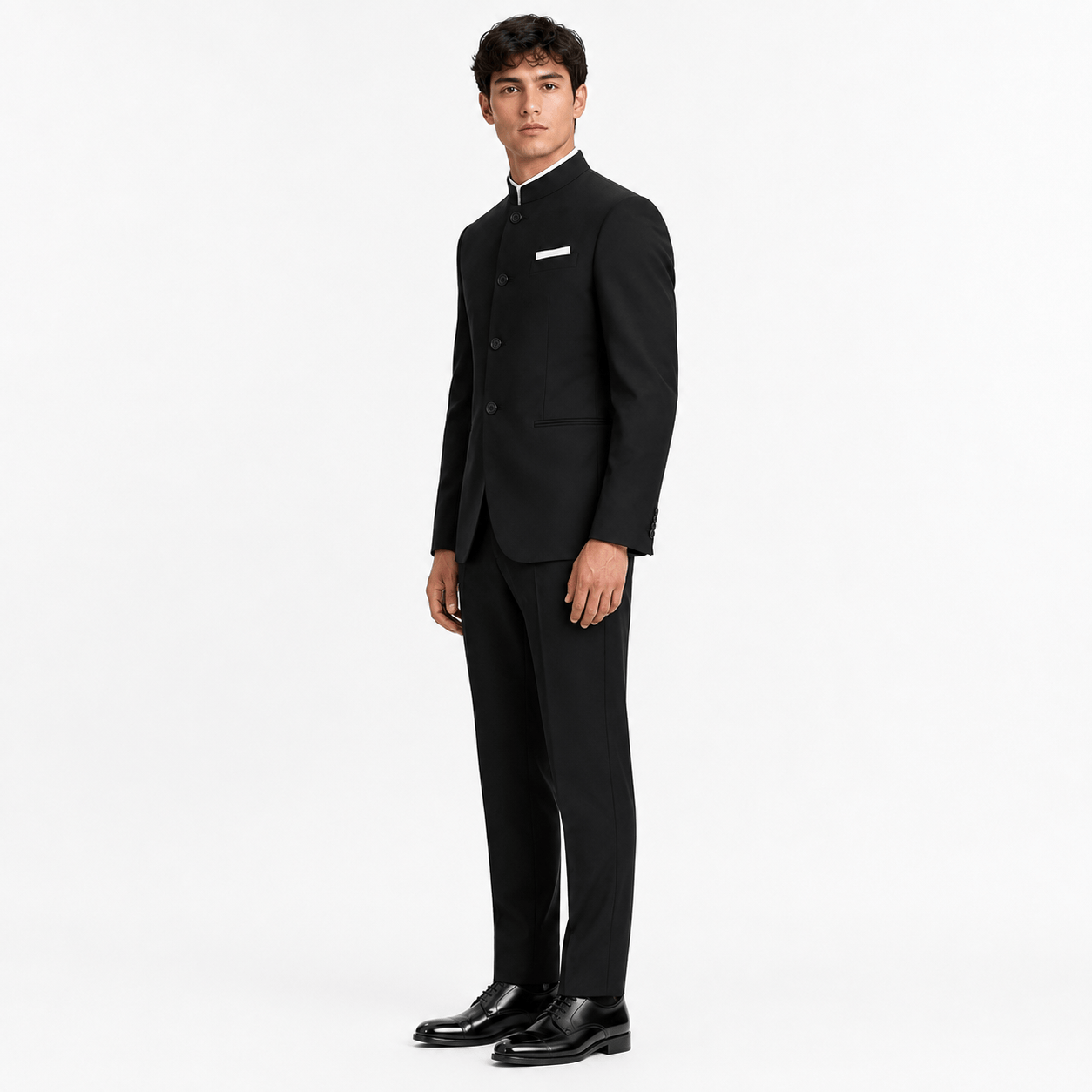 aesido Men's Mandarin Collar Suit Set – Blazer & Pants