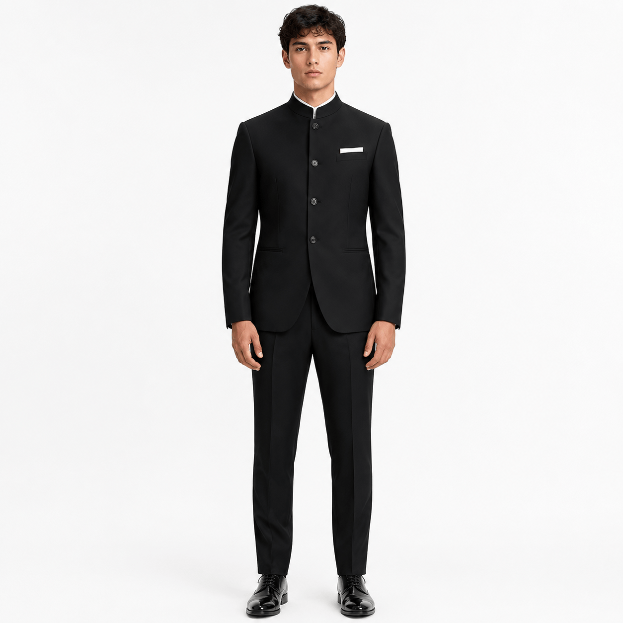 aesido Men's Mandarin Collar Suit Set – Blazer & Pants