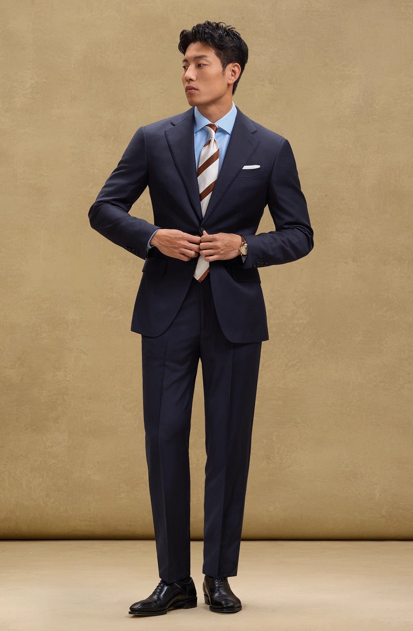aesido Men's Navy Suit 2 Piece Set Blazer and Pants