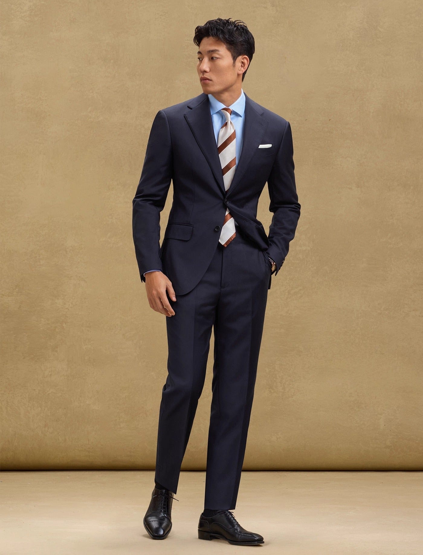 aesido Men's Navy Suit 2 Piece Set Blazer and Pants