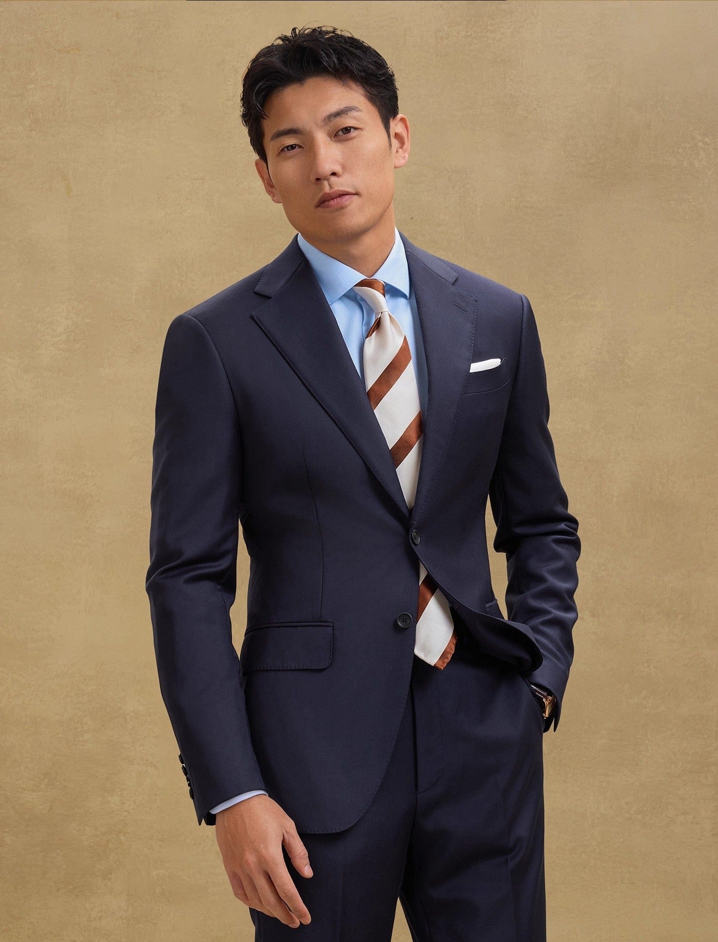 aesido Men's Navy Suit 2 Piece Set Blazer and Pants