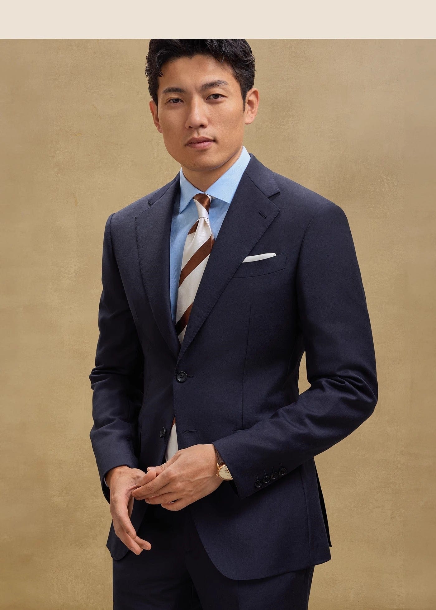 aesido Men's Navy Suit 2 Piece Set Blazer and Pants