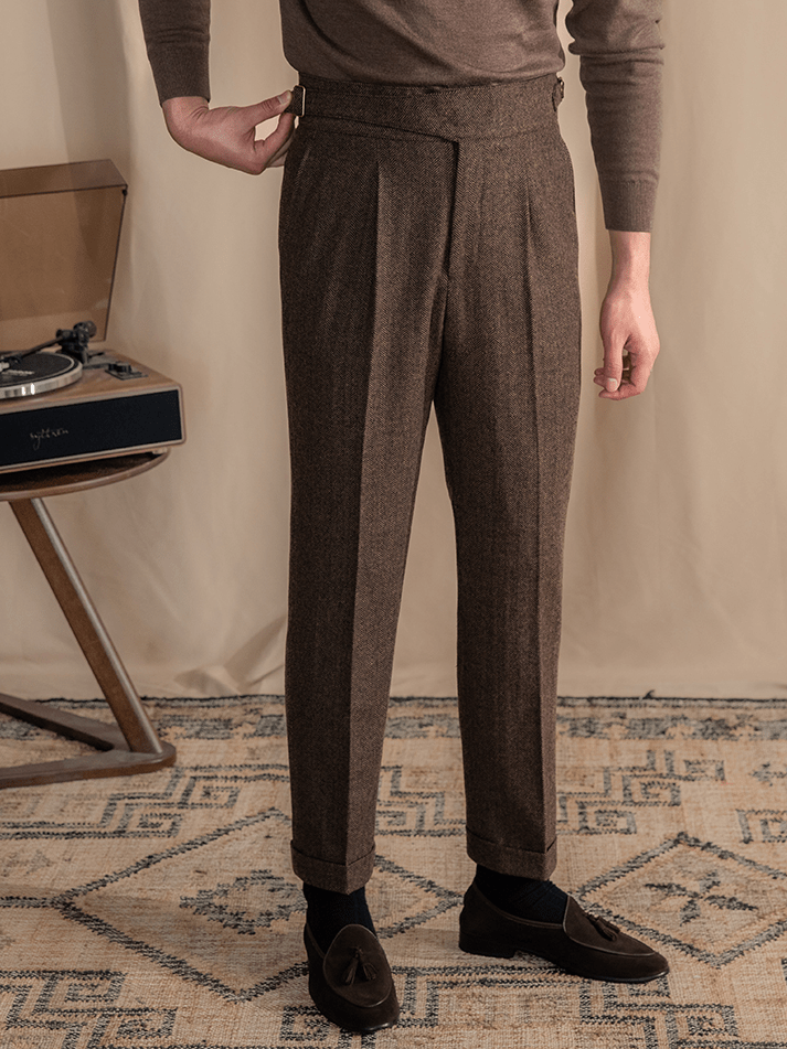 mens brown herringbone dress pants product info and reviews Irish Brown Herringbone Tweed Pants