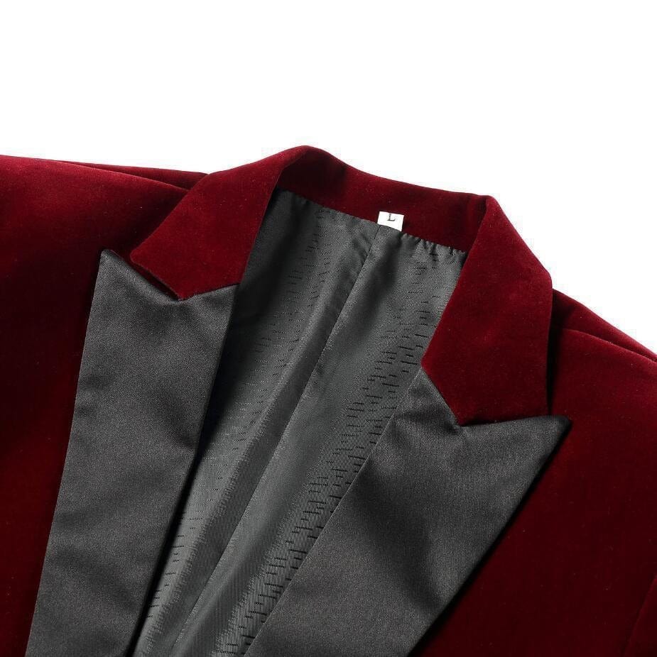 aesido Men's Royal Blue Velvet Blazer