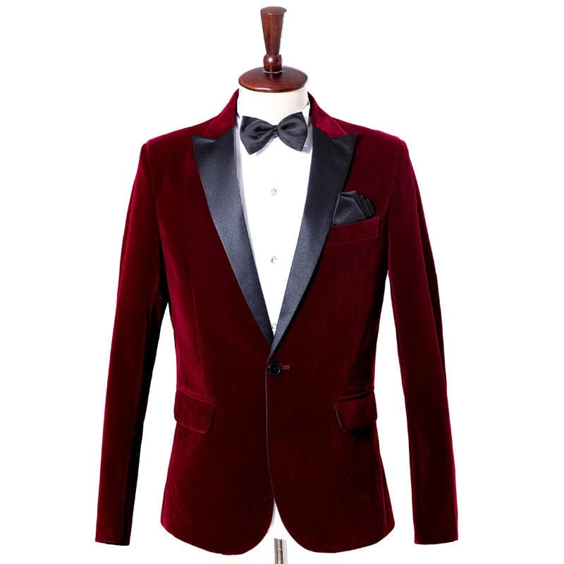 aesido Men's Royal Blue Velvet Blazer