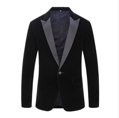 aesido Men's Royal Blue Velvet Blazer
