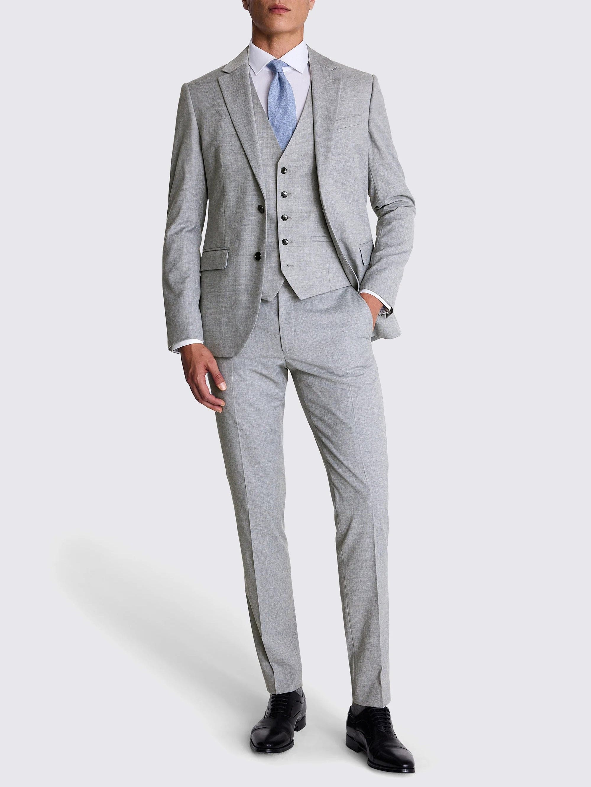 aesido Men’s Silver 3-Piece Suit Set – Blazer, Vest & Pants