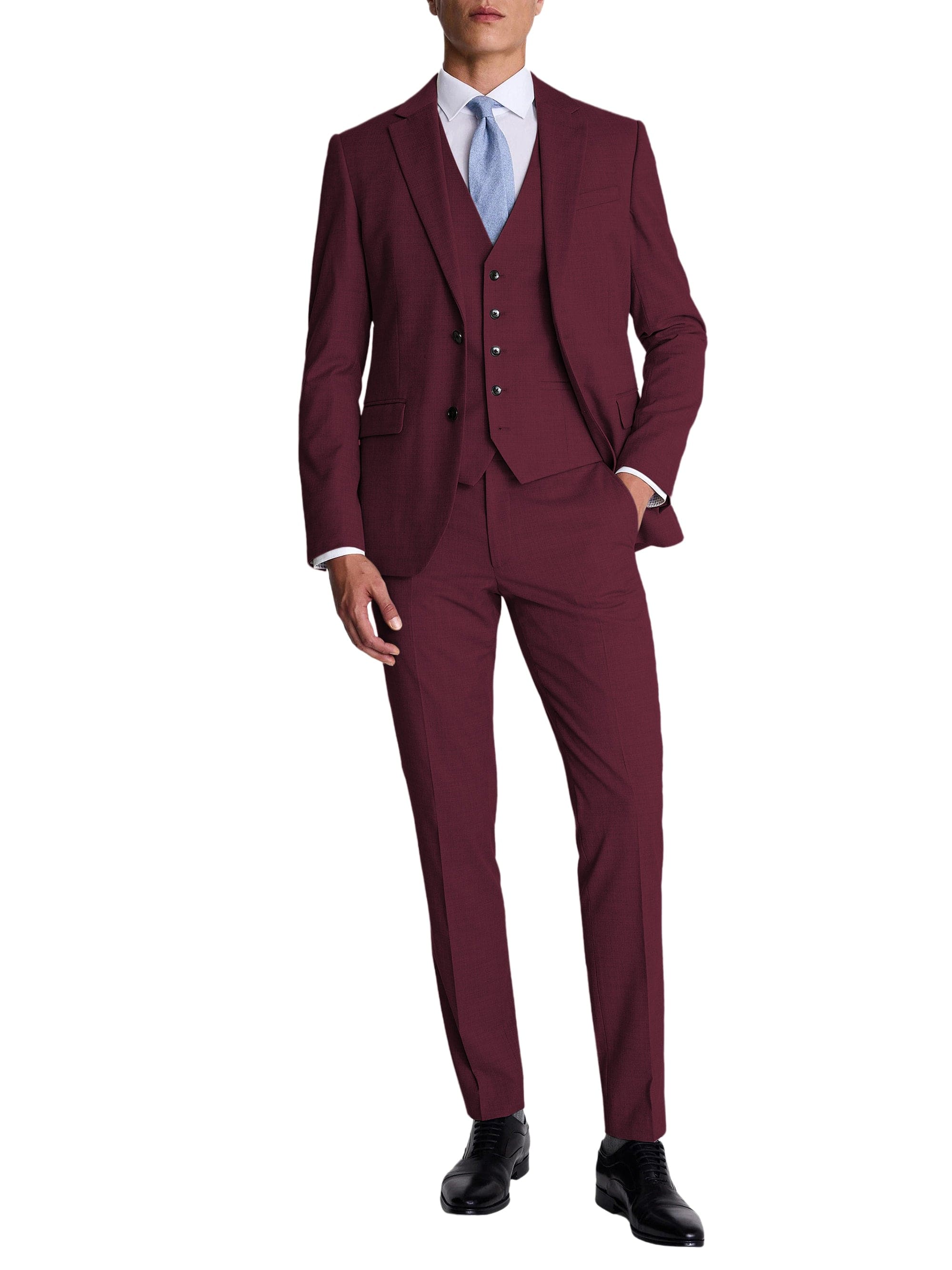 aesido Men’s Silver 3-Piece Suit Set – Blazer, Vest & Pants