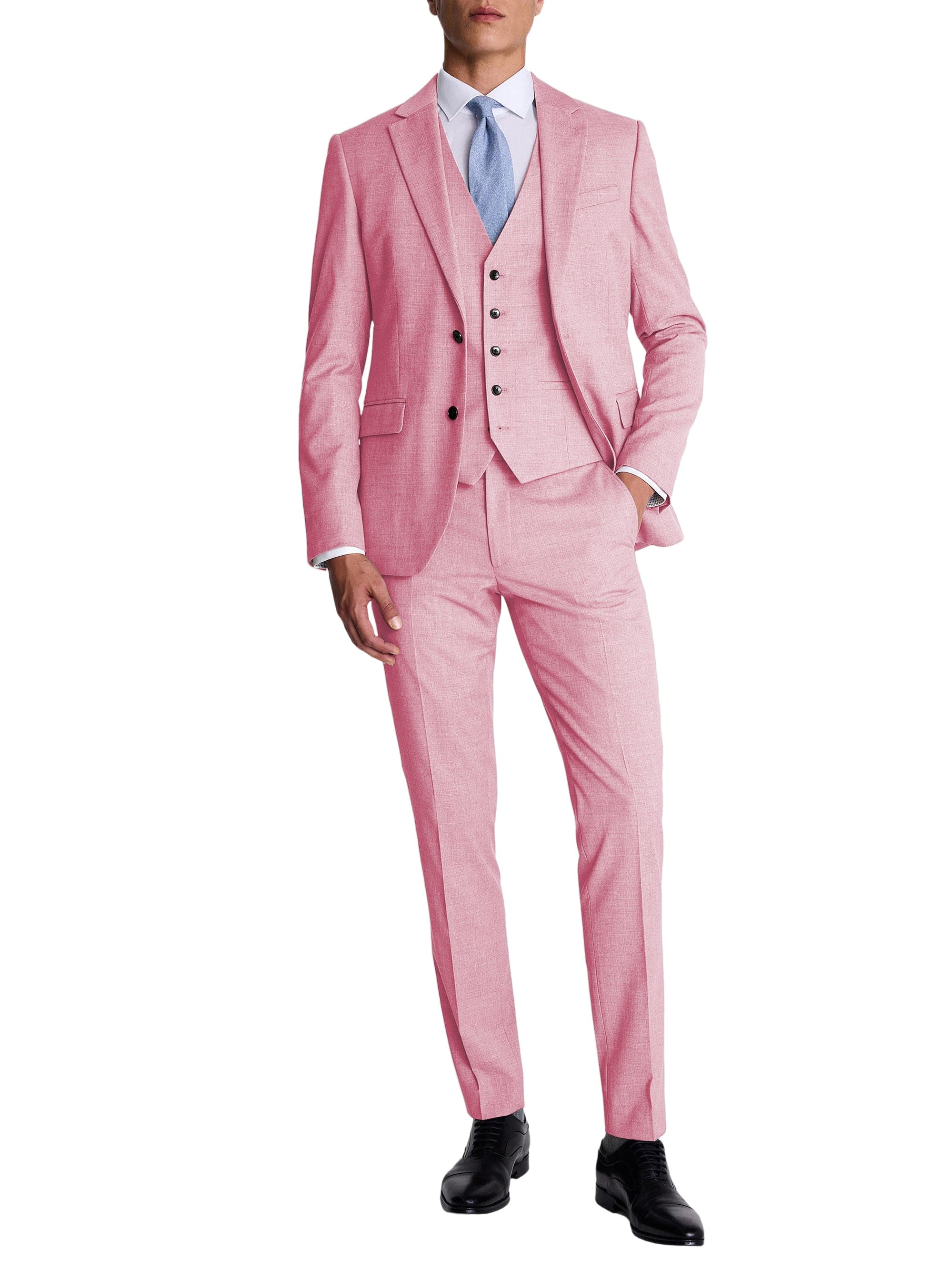 aesido Men’s Silver 3-Piece Suit Set – Blazer, Vest & Pants