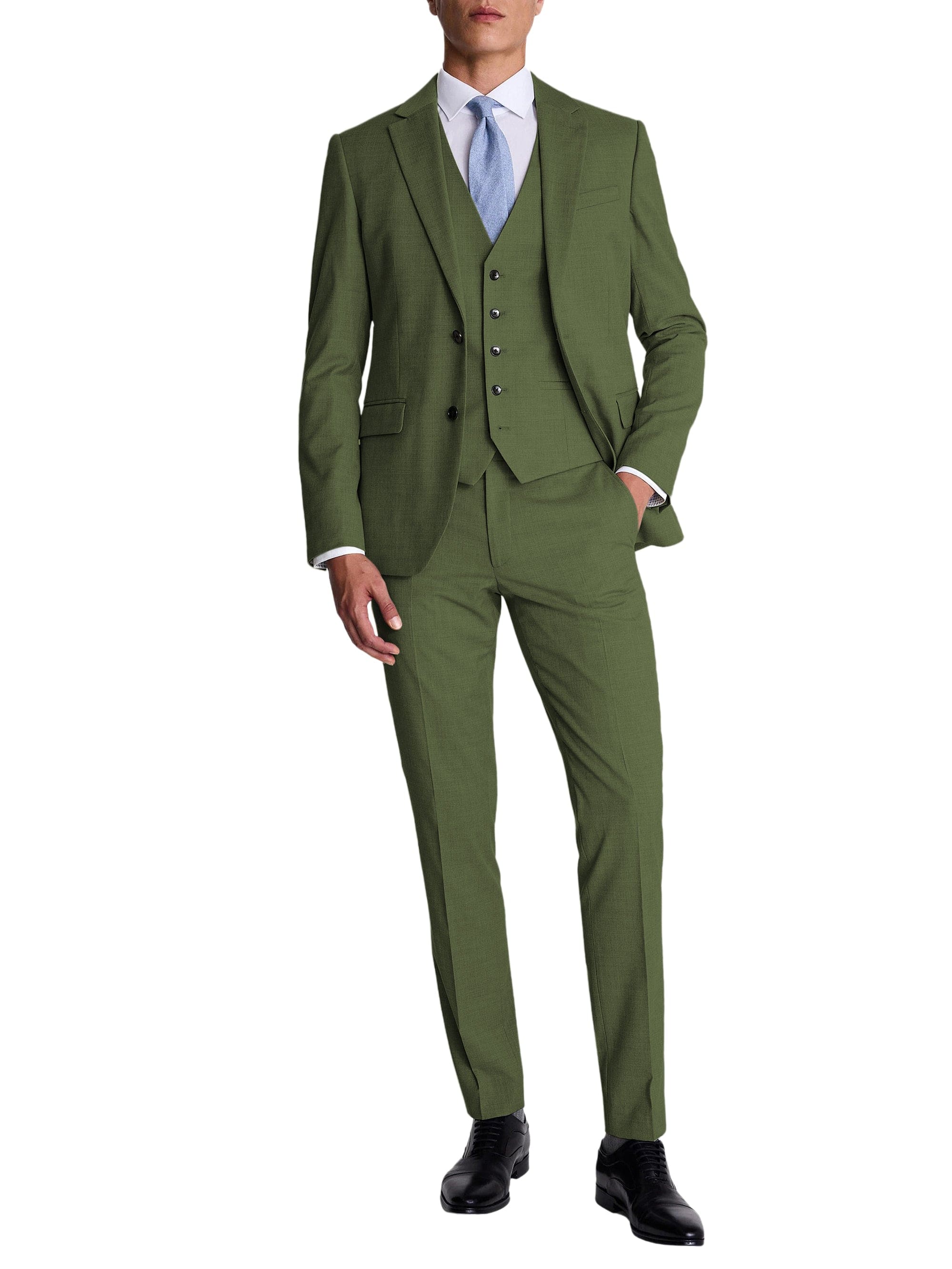aesido Men’s Silver 3-Piece Suit Set – Blazer, Vest & Pants