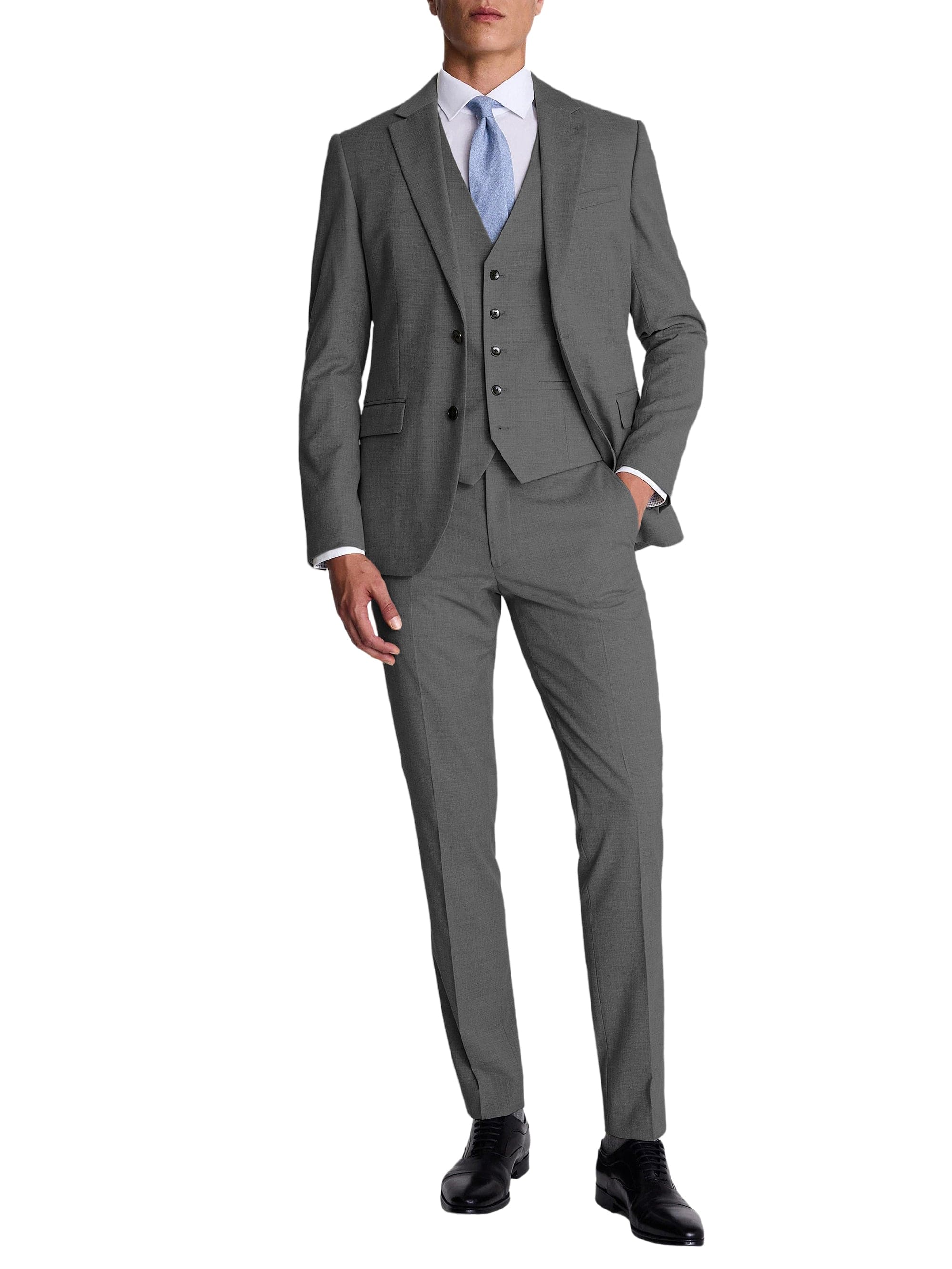 aesido Men’s Silver 3-Piece Suit Set – Blazer, Vest & Pants