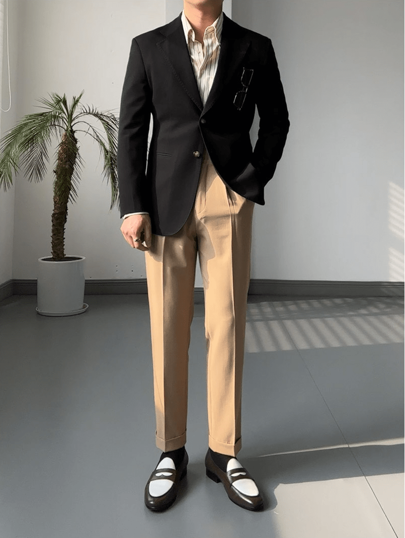 aesido Men's Single Breasted Fashionable Versatile Casual Business Slim Blazer
