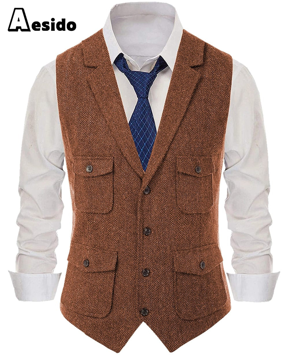 HYDE着　PEAKED LAPEL JACQUARD VEST Men's Single Breasted Notch Lapel Waistcoat | Aesido