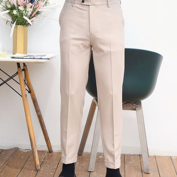 Men's Solid Color Business Casual Slim Straight Pants