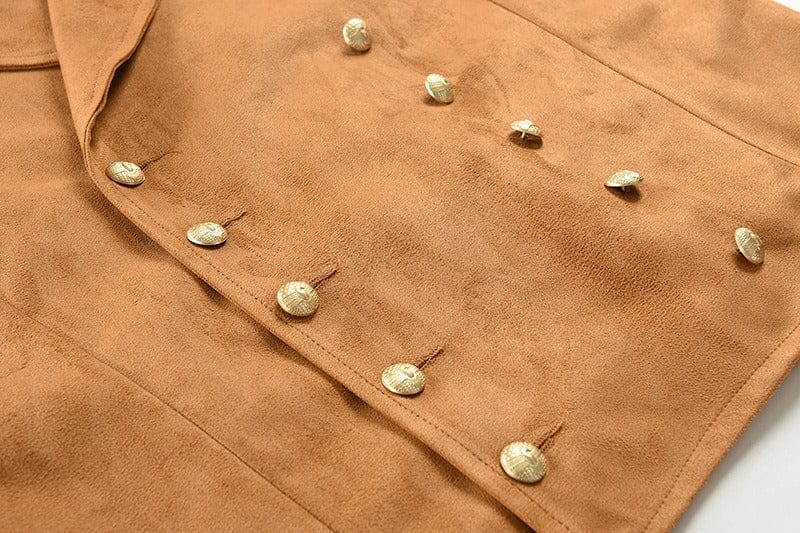 aesido Men’s Suede Double Breasted Vest – 10 Button Tailored Waistcoat