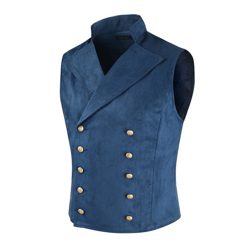 aesido Men’s Suede Double Breasted Vest – 10 Button Tailored Waistcoat