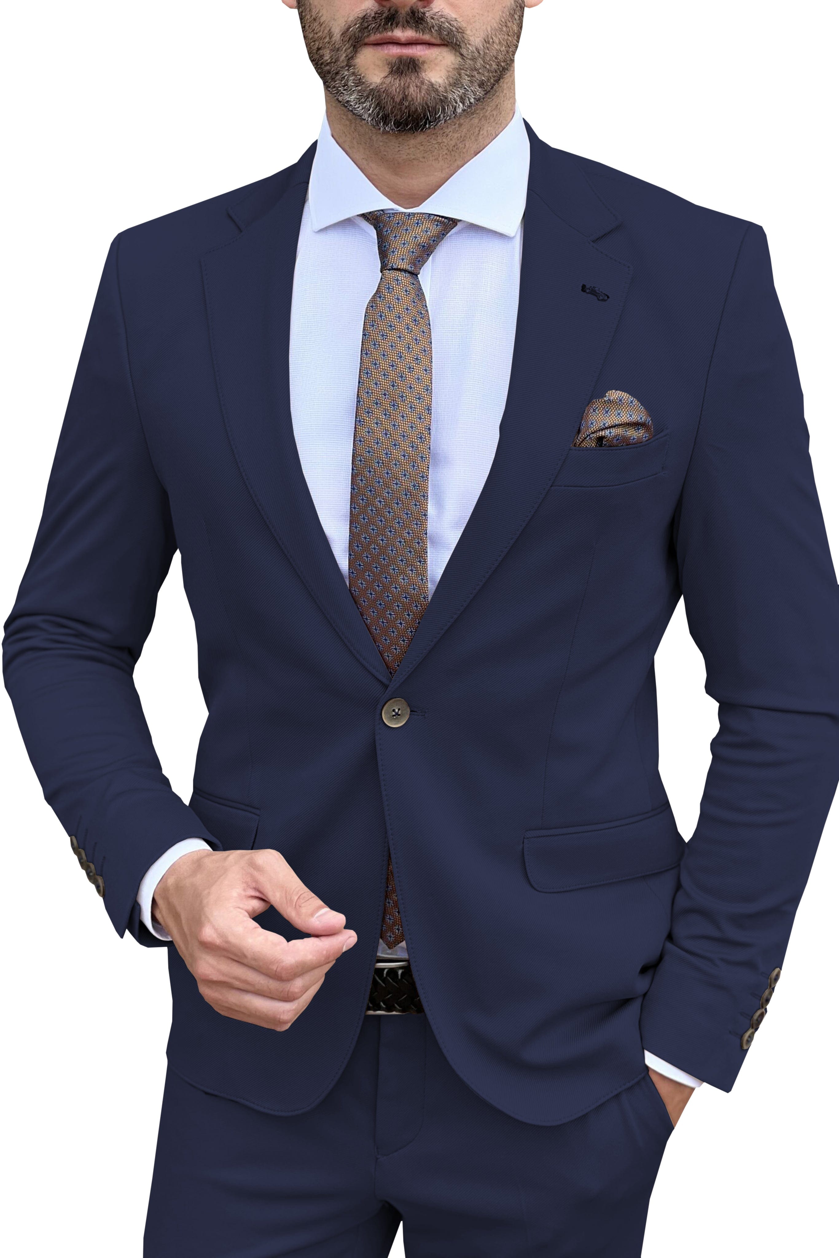 aesido Men's Suit 2 Piece Business Casual Single Button Notch Lapel Jacket (Blazer+Pants）