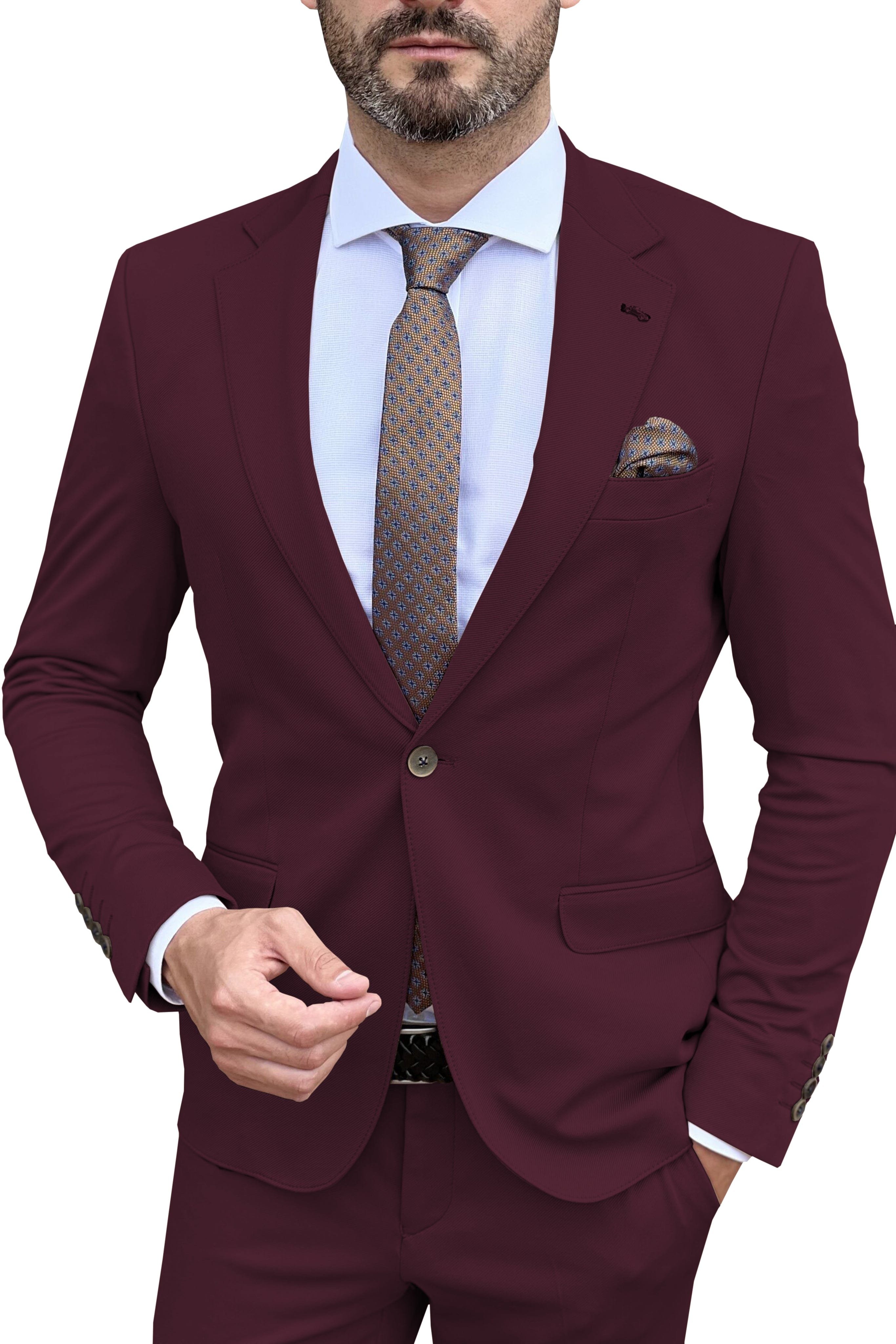 aesido Men's Suit 2 Piece Business Casual Single Button Notch Lapel Jacket (Blazer+Pants）