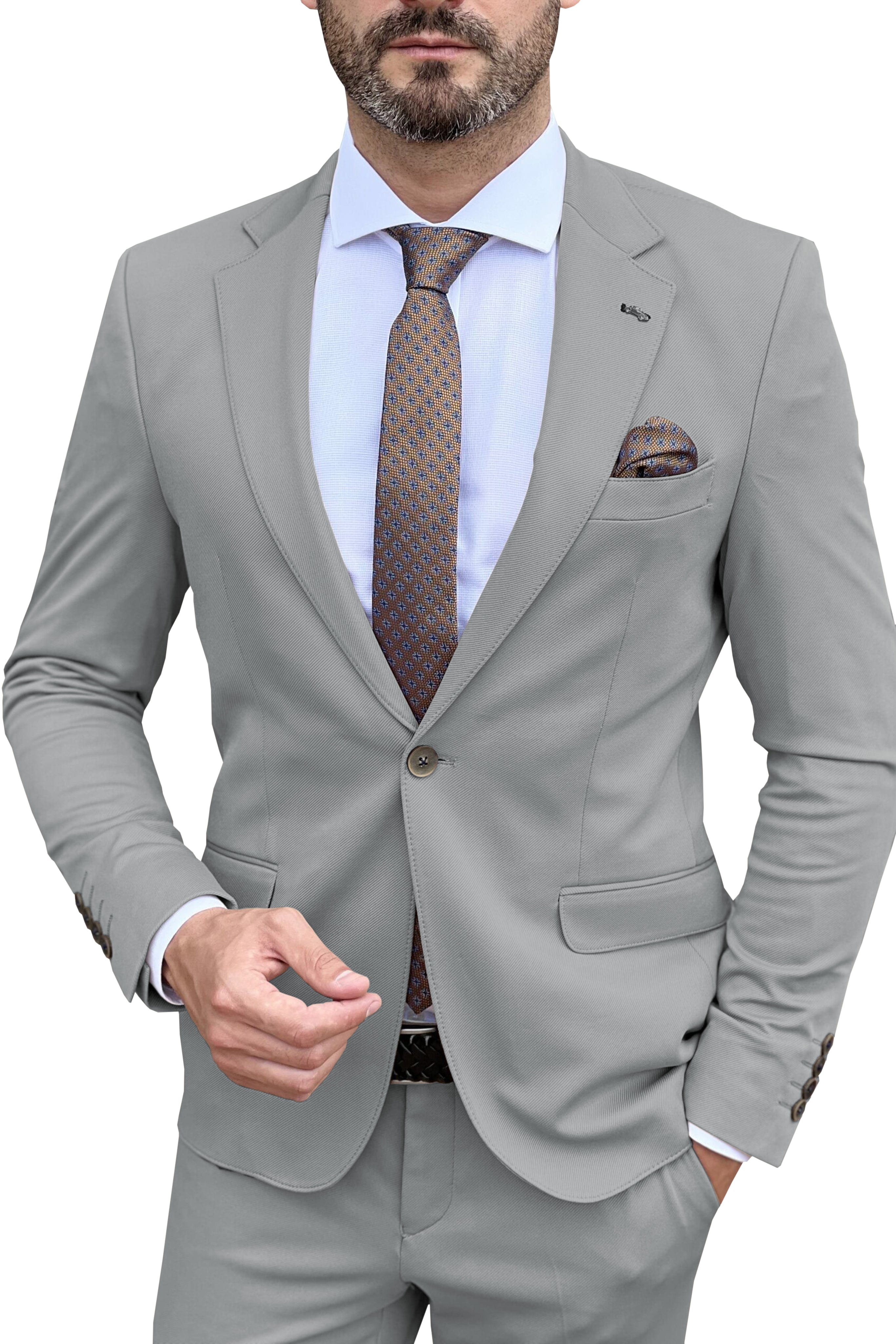 aesido Men's Suit 2 Piece Business Casual Single Button Notch Lapel Jacket (Blazer+Pants）