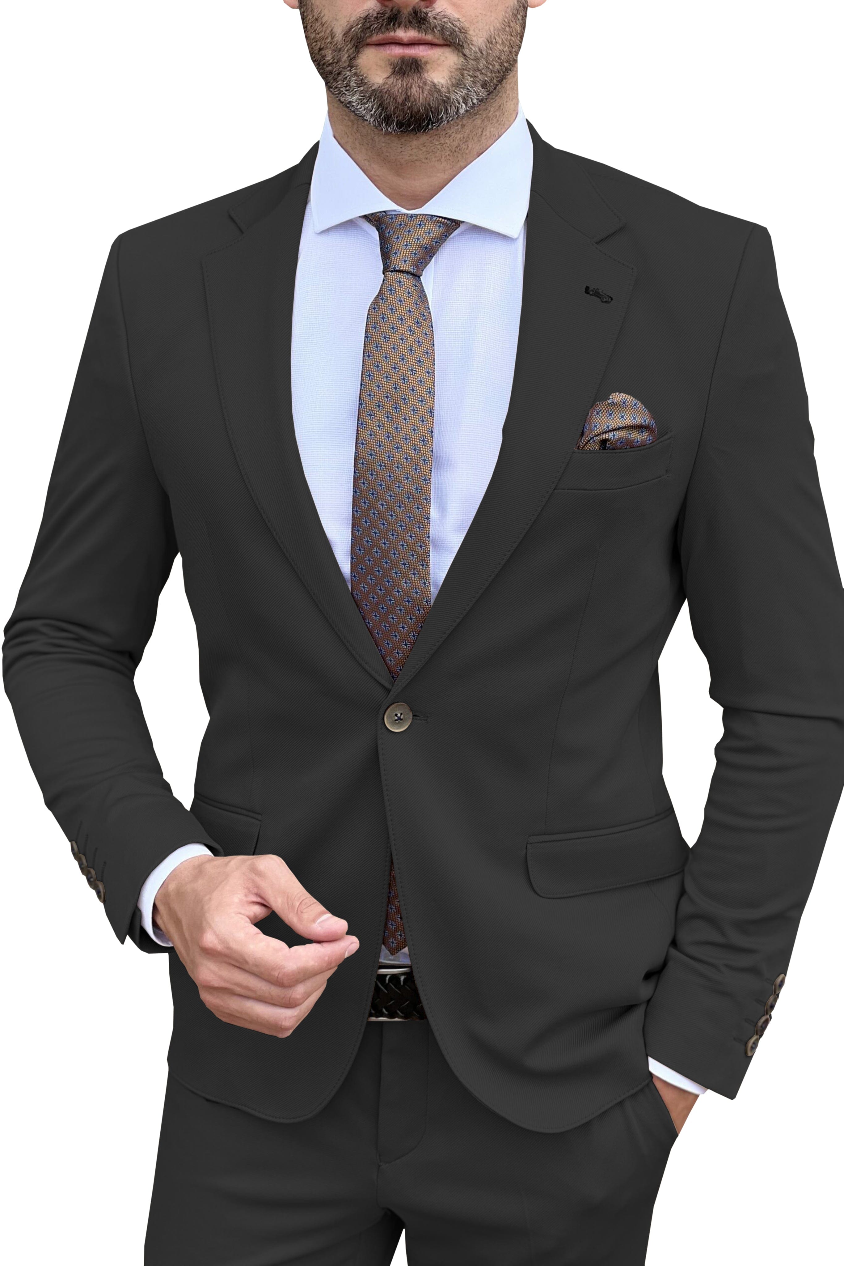 aesido Men's Suit 2 Piece Business Casual Single Button Notch Lapel Jacket (Blazer+Pants）