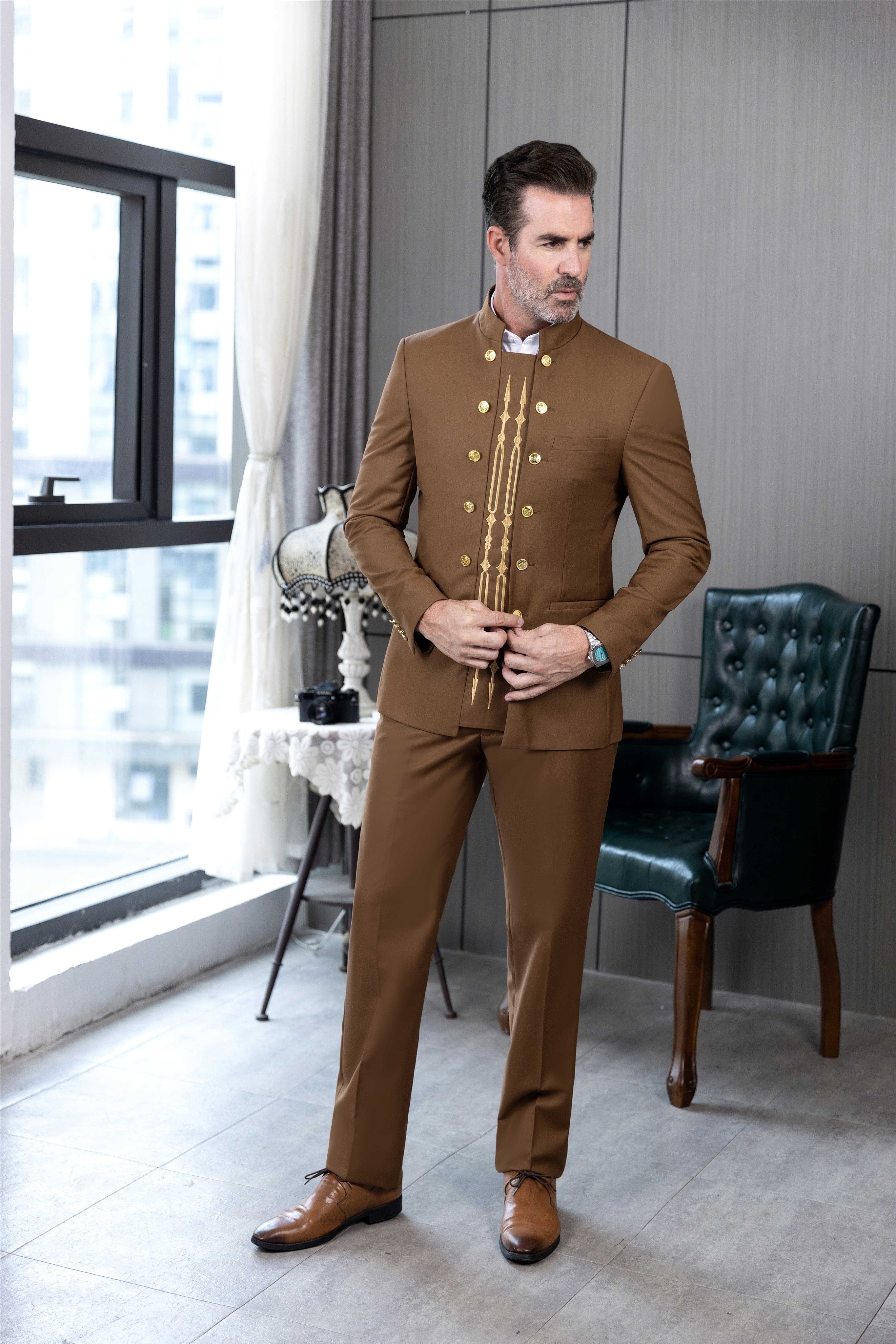 Men's Suit 2 Piece Double Breasted Jacket (Blazer+Pants)