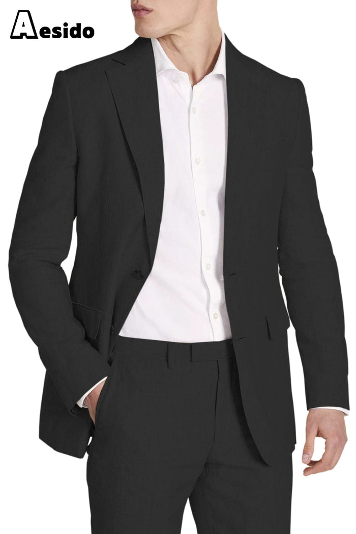 Men's 2 Button Vented Jacket With Pleated Pant Executive Full Cut Suits Black main image 1