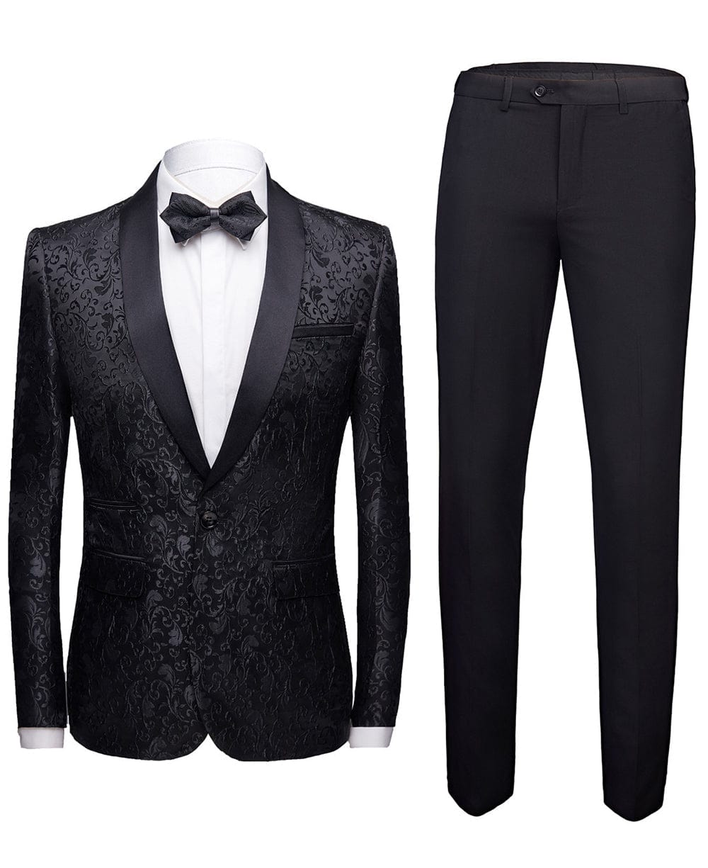 aesido Men's Suit 2Pieces Single Buttons Shawl Lapel Blazer (Blazer+Pants）