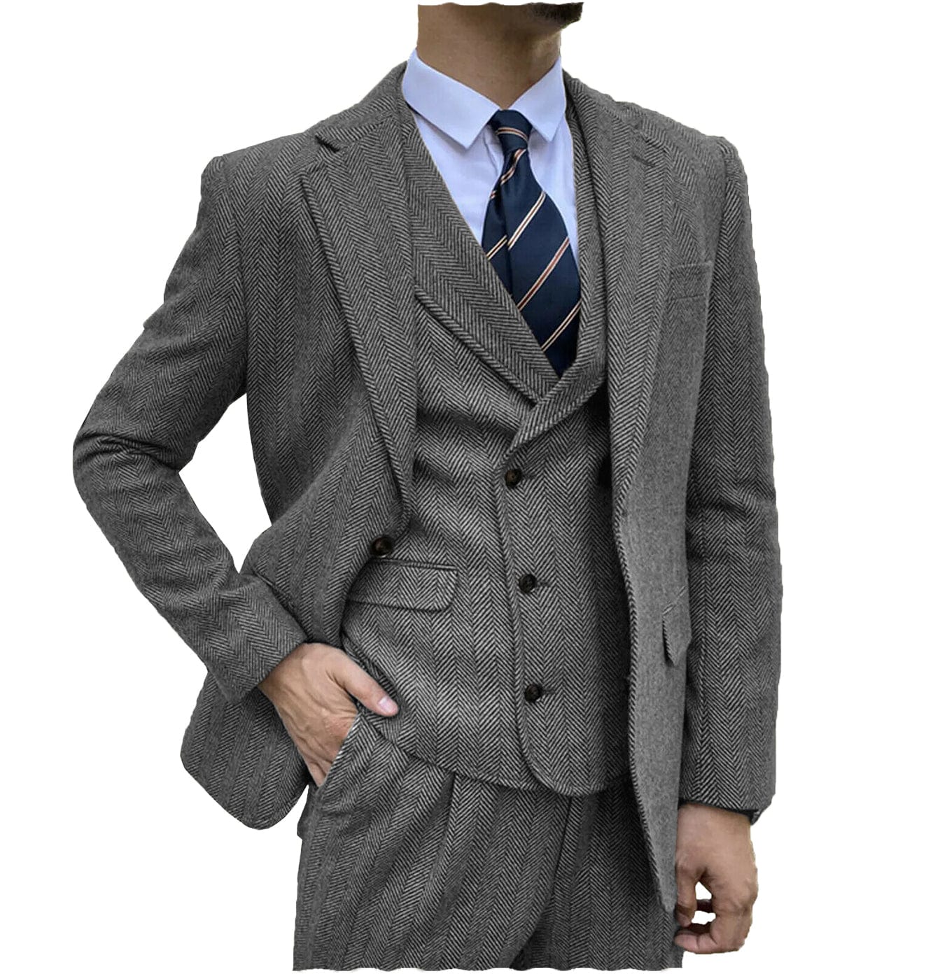 aesido Men's Suit 3 Piece Notch Lapel Blazer（Blazer+Vest+Pants）