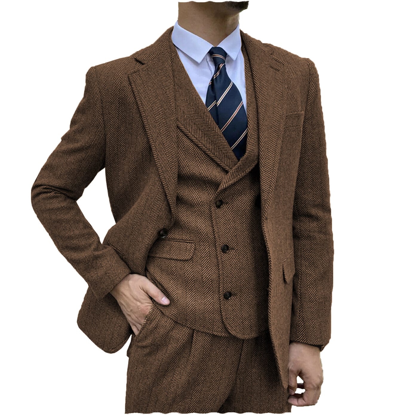 aesido Men's Suit 3 Piece Notch Lapel Blazer（Blazer+Vest+Pants）