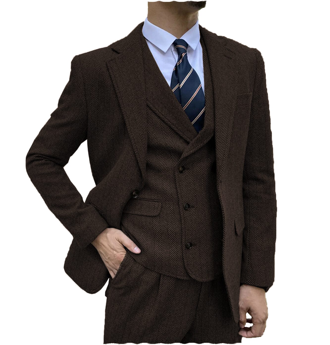 aesido Men's Suit 3 Piece Notch Lapel Blazer（Blazer+Vest+Pants）