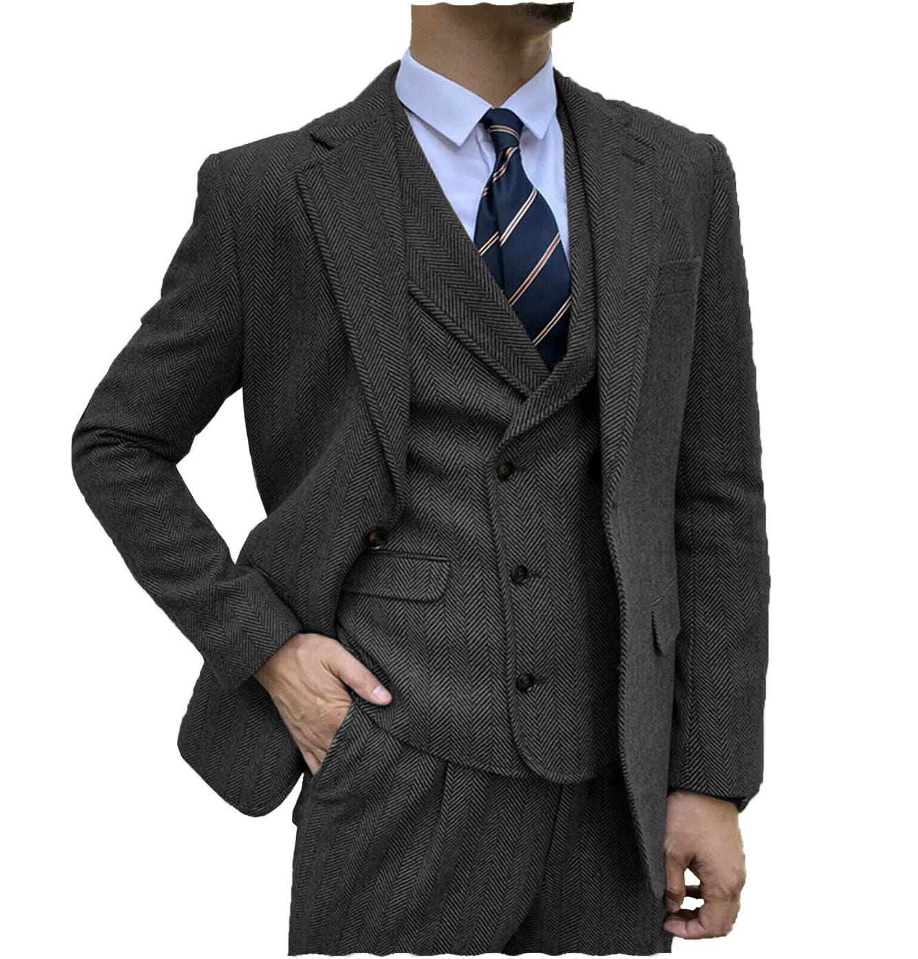 aesido Men's Suit 3 Piece Notch Lapel Blazer（Blazer+Vest+Pants）