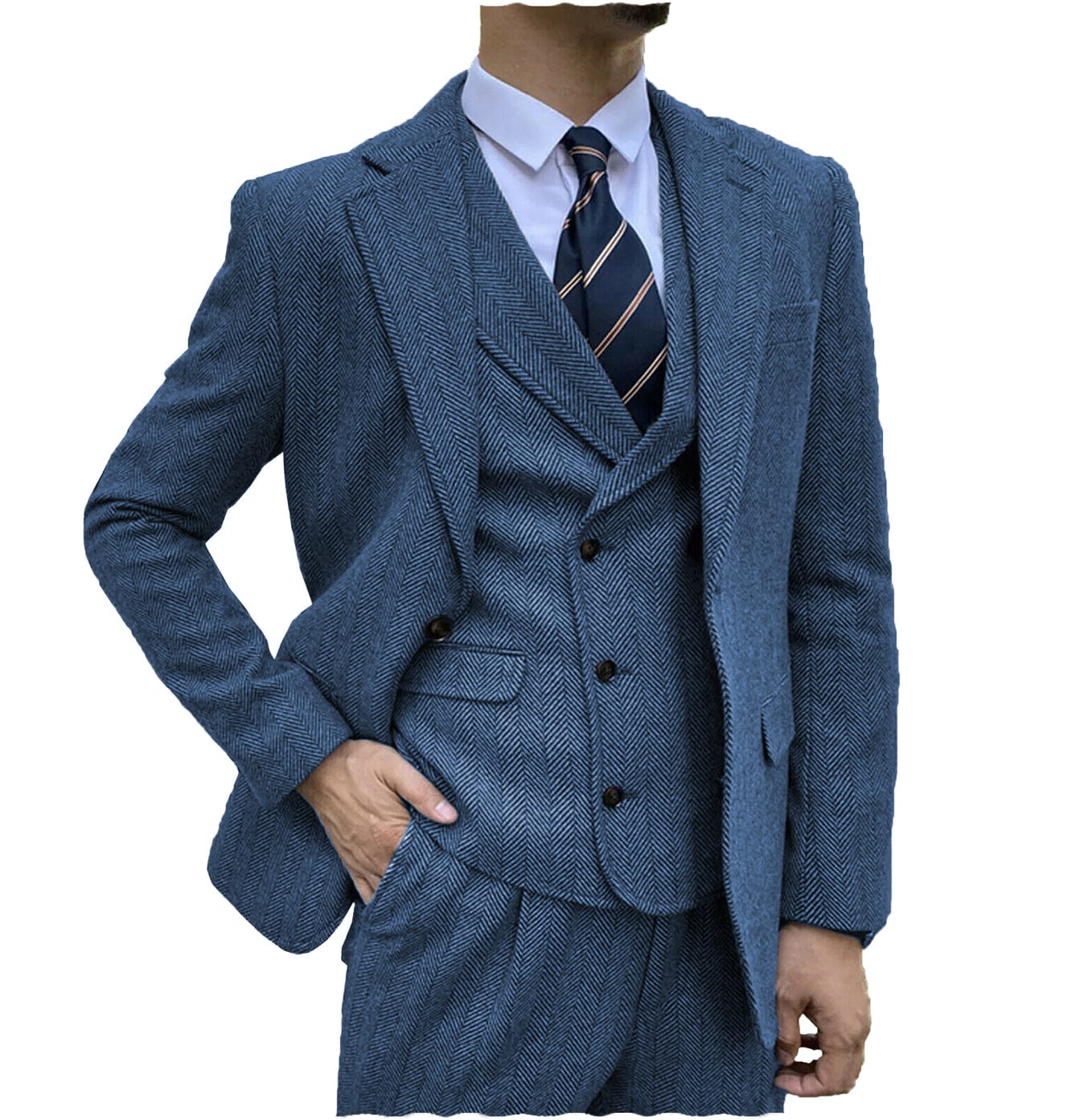 aesido Men's Suit 3 Piece Notch Lapel Blazer（Blazer+Vest+Pants）