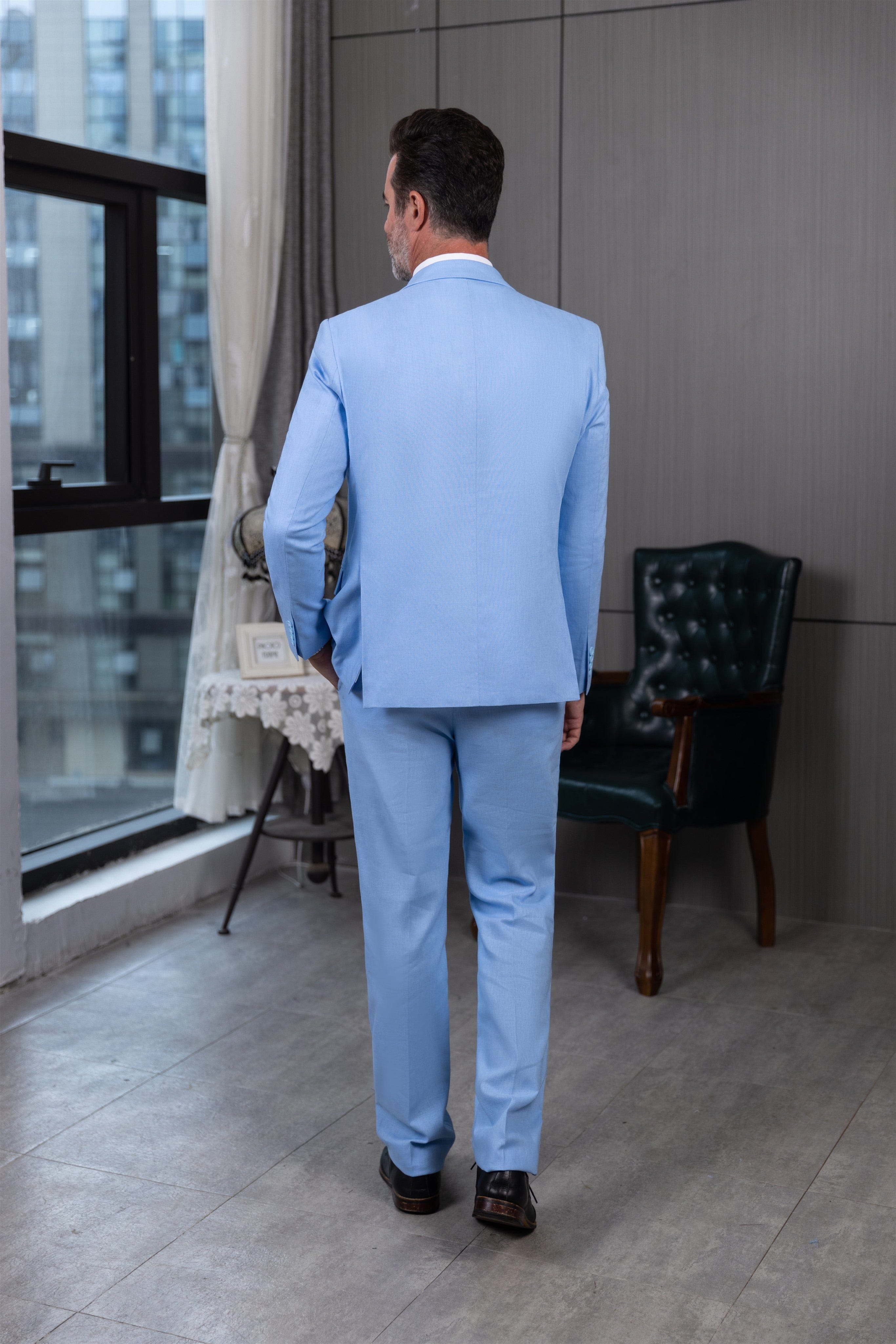 aesido Men's Suit 3 Piece Single Buttons Jacket (Blazer+Vest+Pants)
