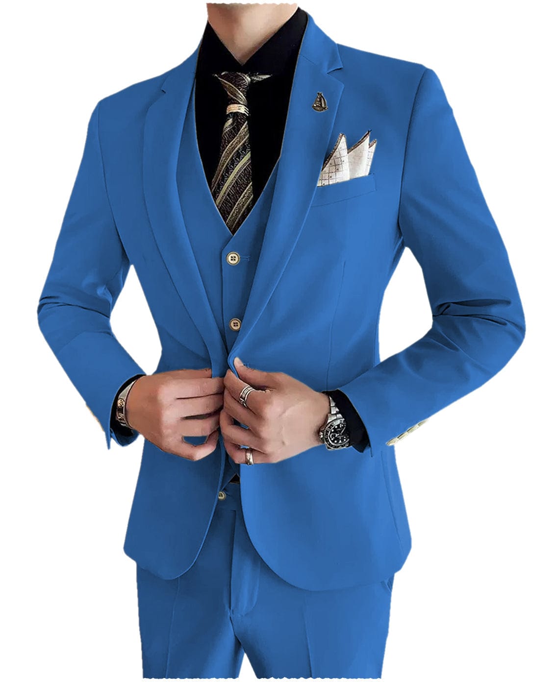 aesido Men's Suit 3 Pieces Notch Lapel Single Buttons Jacket (Blazer+vest+Pants)