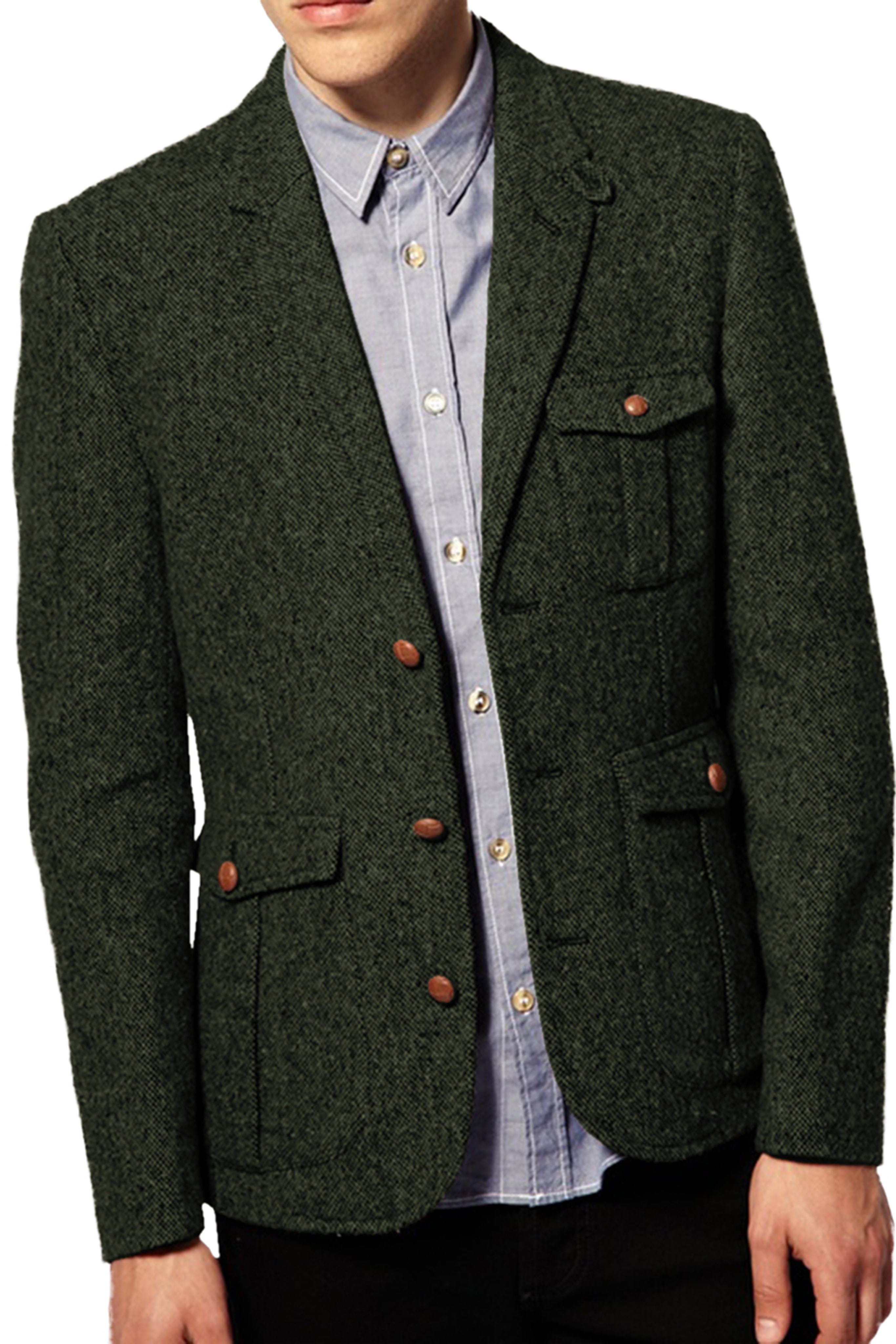 aesido Men's Suit Single Breasted Blazer