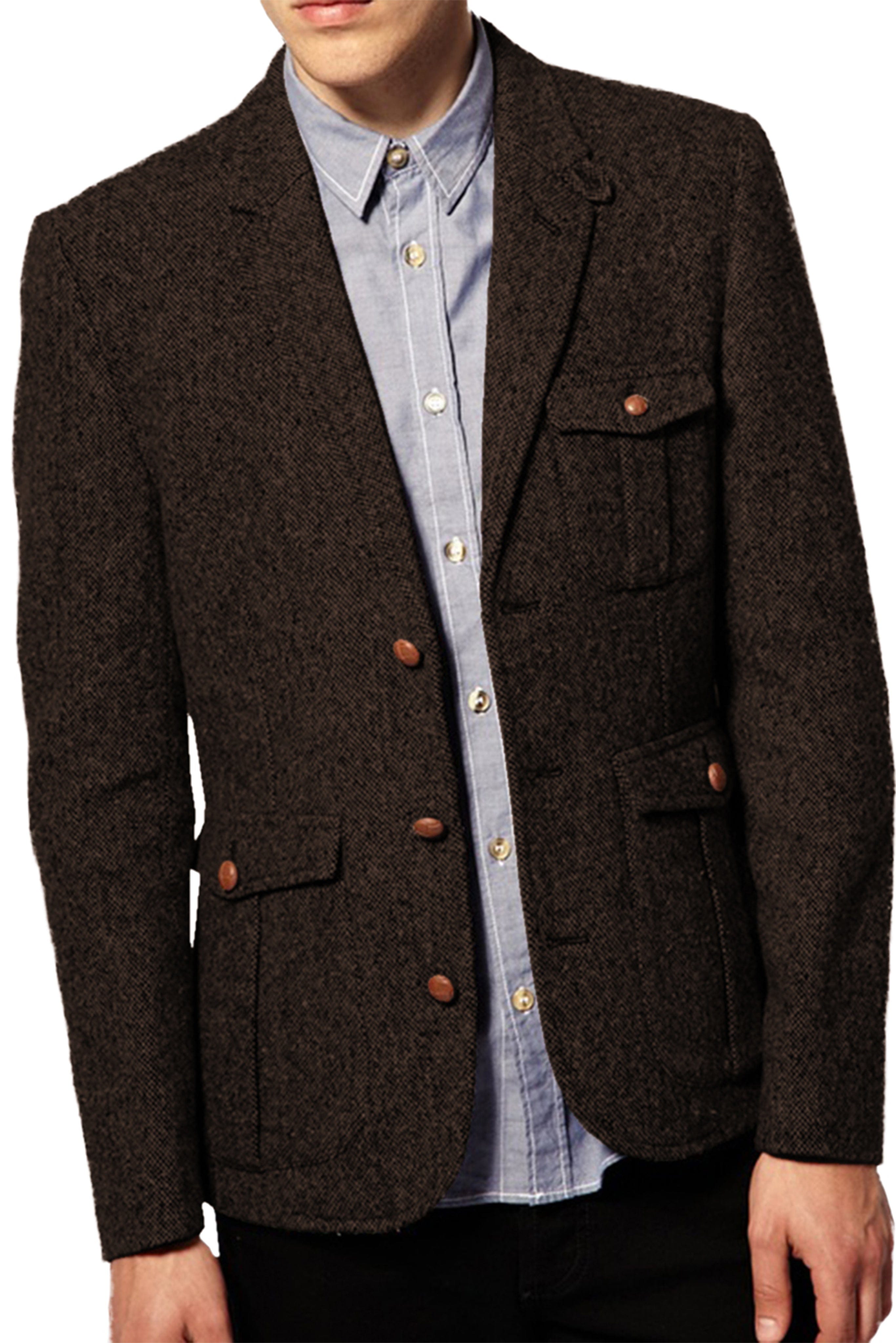 aesido Men's Suit Single Breasted Blazer