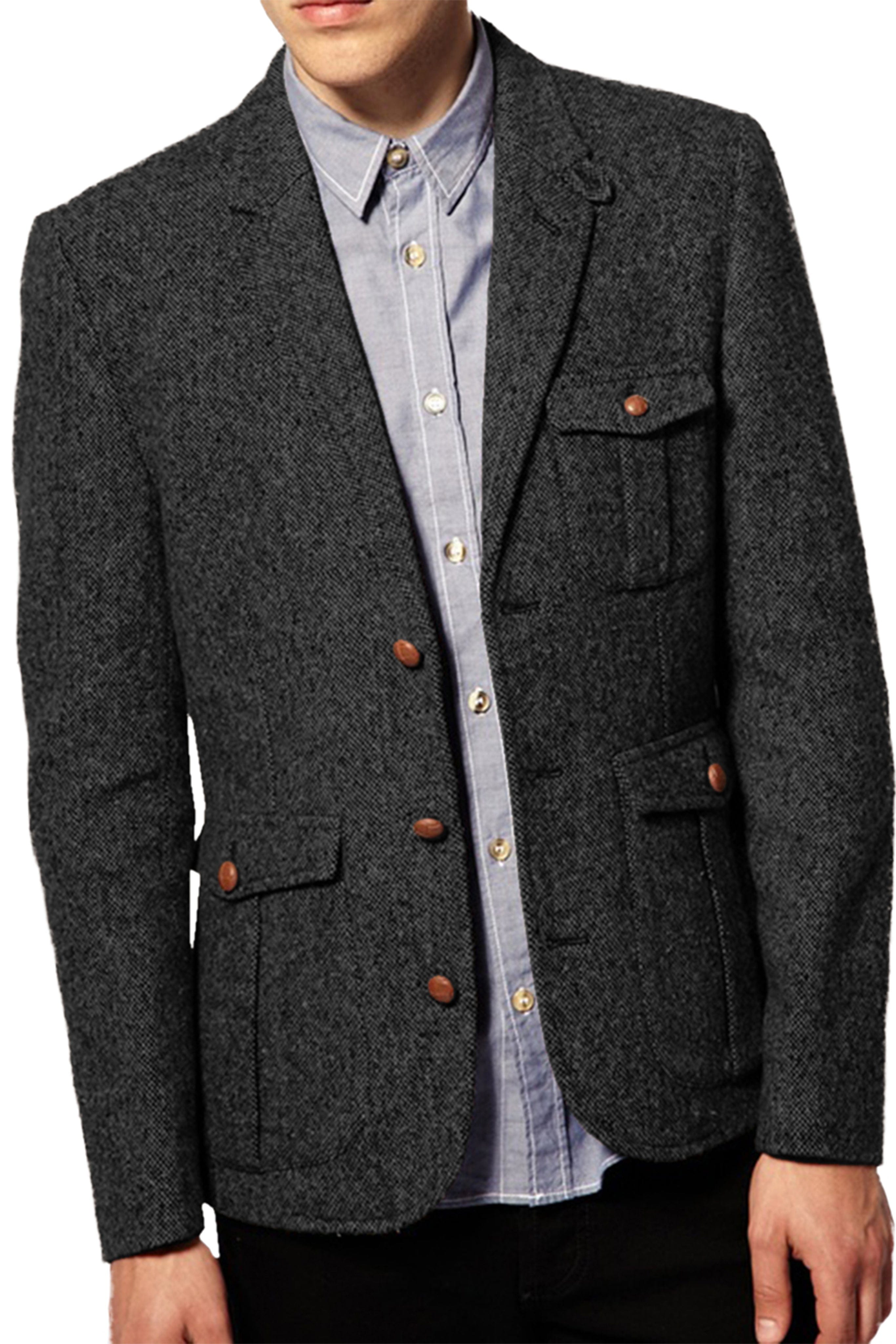 aesido Men's Suit Single Breasted Blazer