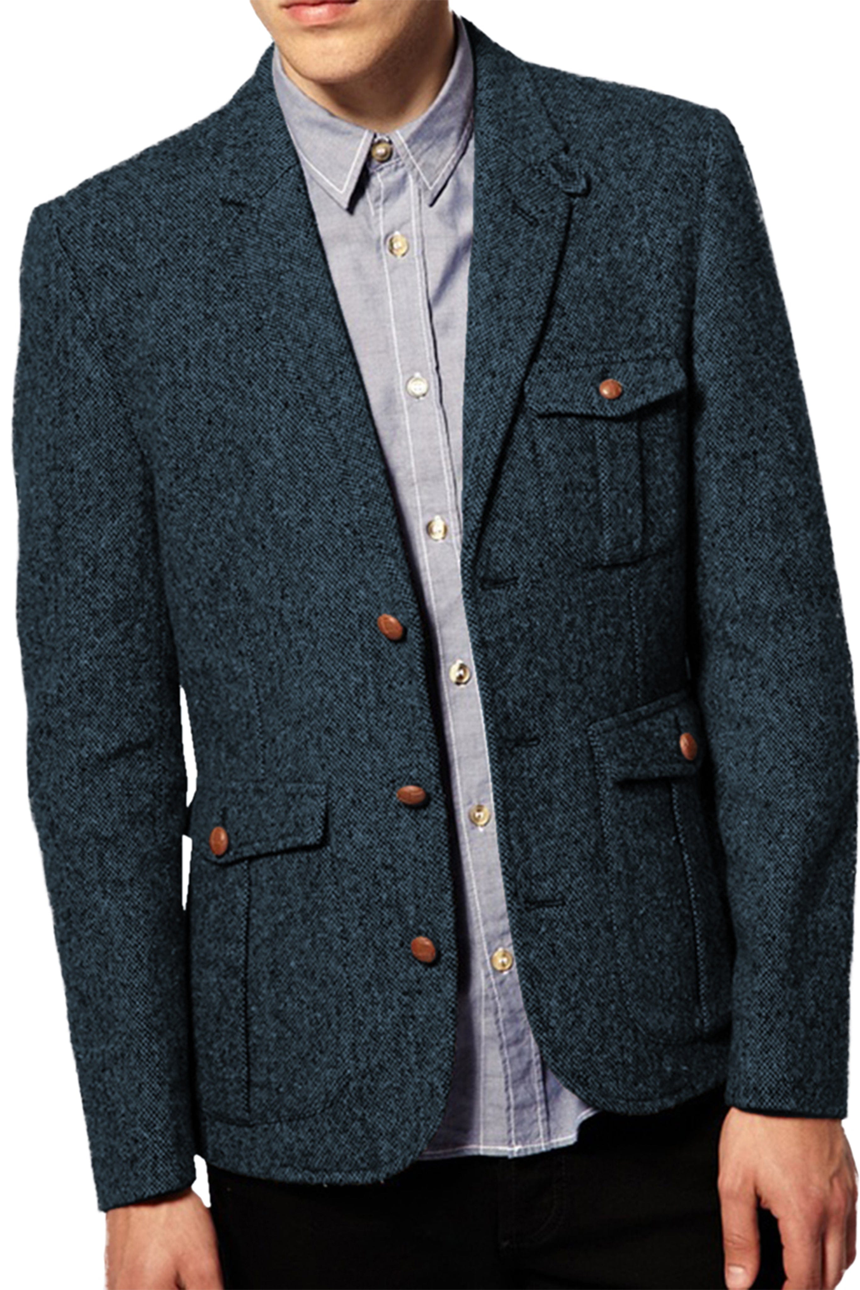 aesido Men's Suit Single Breasted Blazer