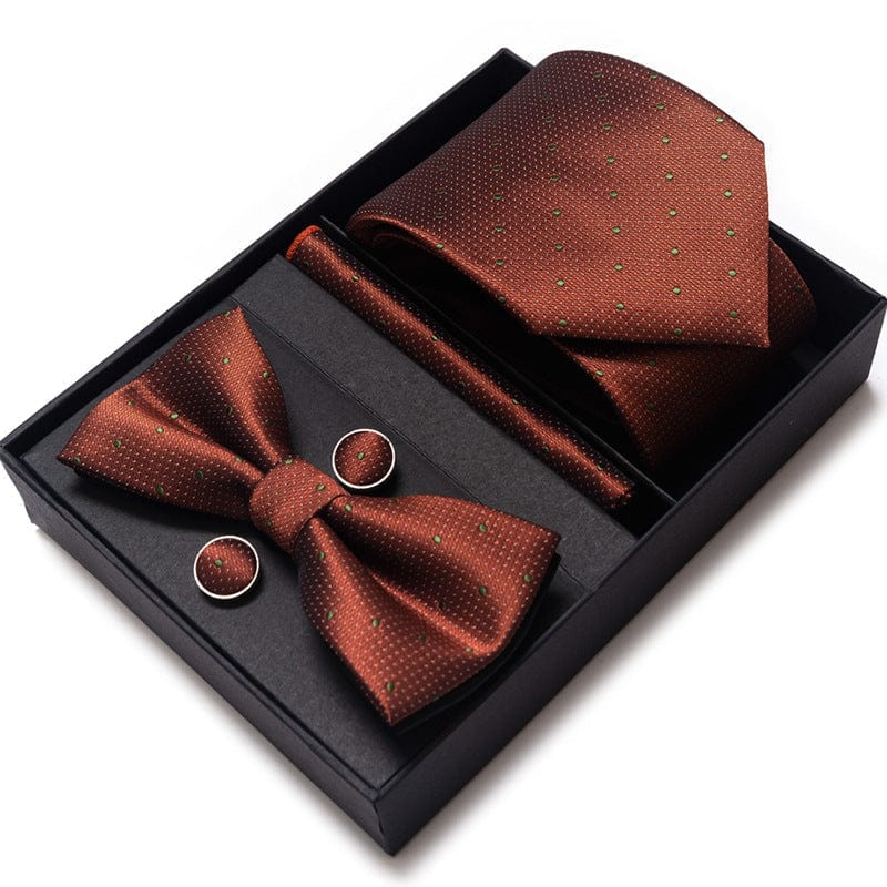 aesido Men's Tie 4-Piece (Tie + Bow Tie + Handkerchief + Cufflinks)