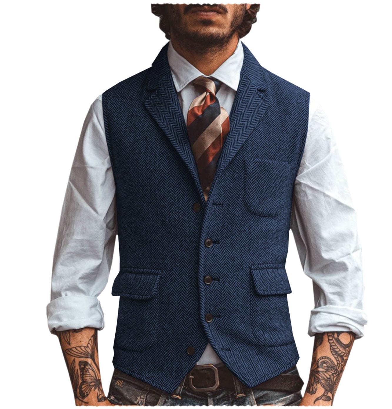 Men's Vest Notch Lapel Single Breasted Waistcoat | Aesido