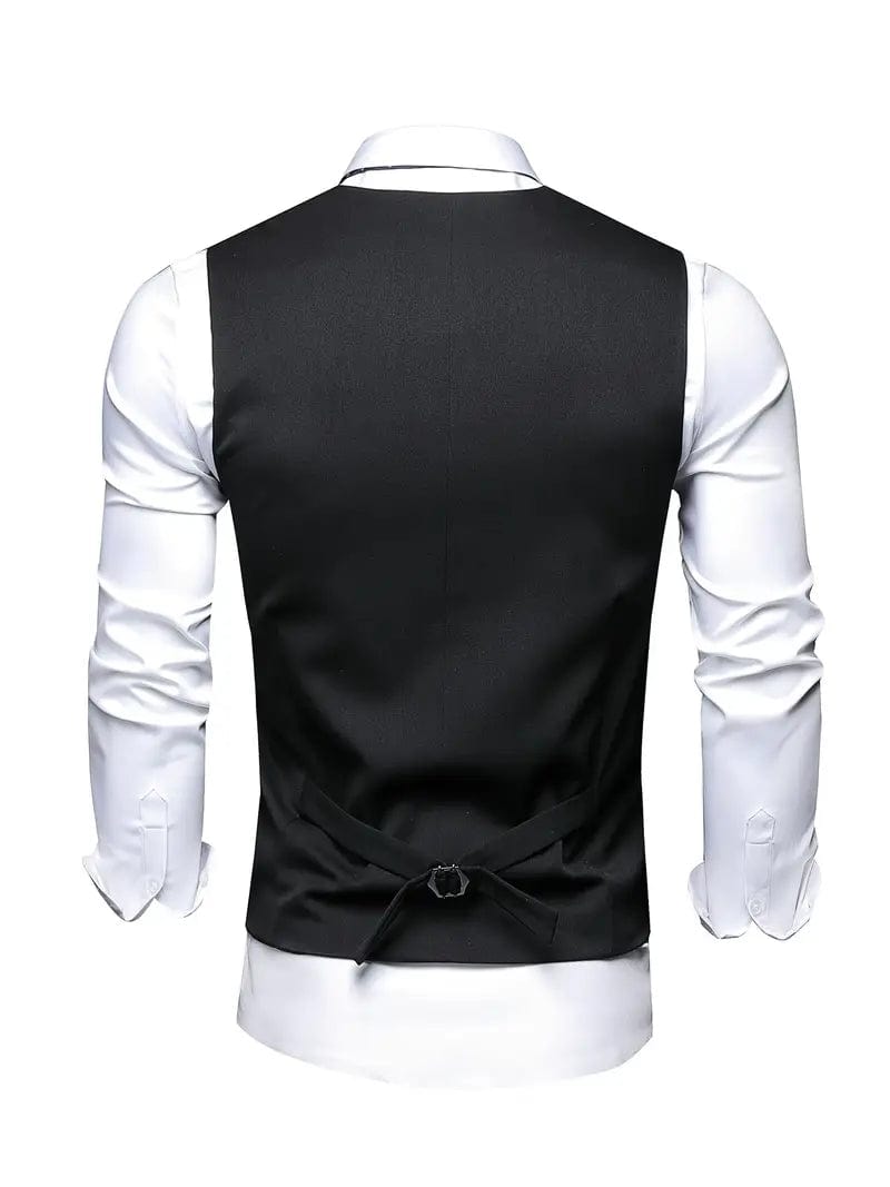 aesido Men's Vest Single Breasted V Neck Waistcoat