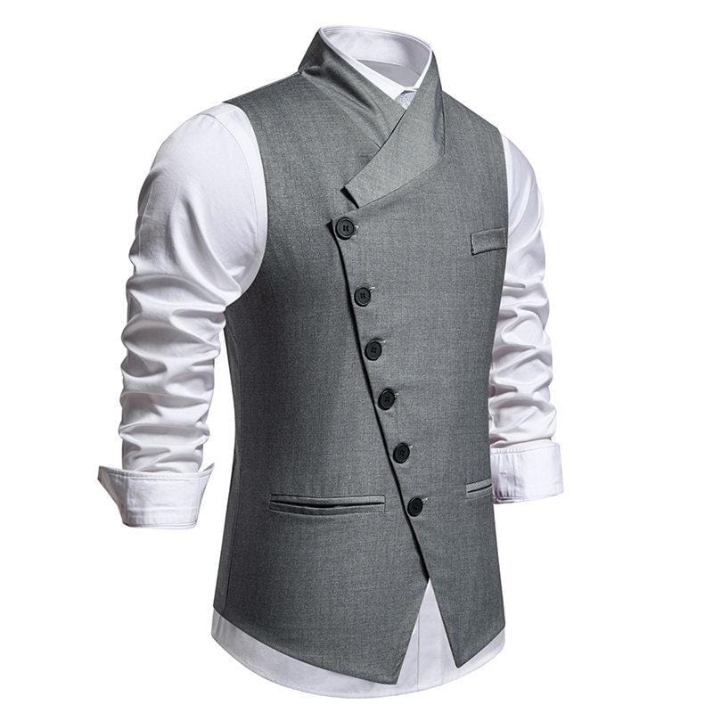 aesido Men's Vintage Solid Color Single Breasted Suit Vest