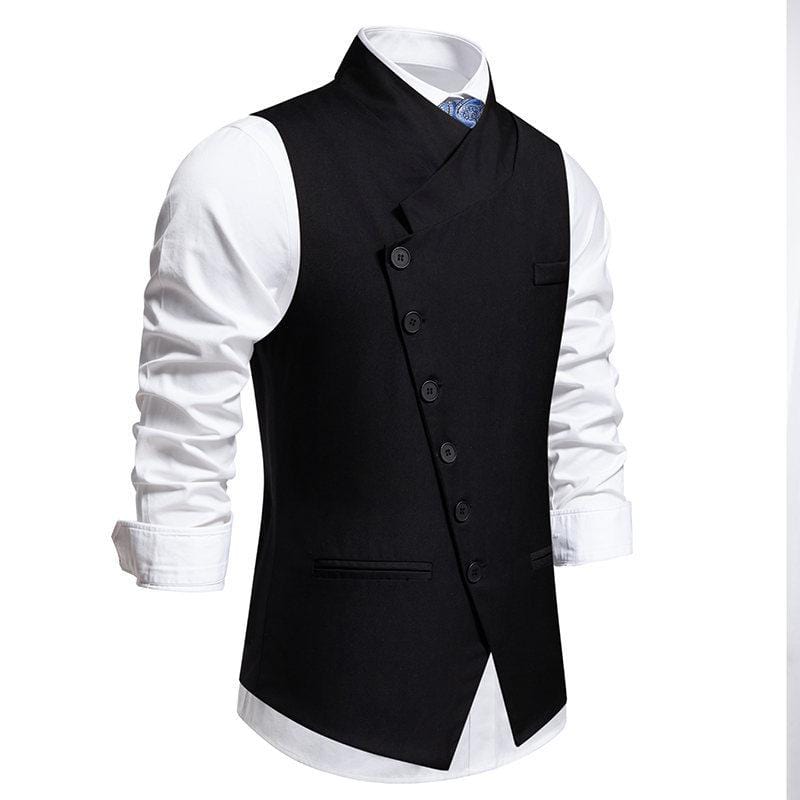 aesido Men's Vintage Solid Color Single Breasted Suit Vest