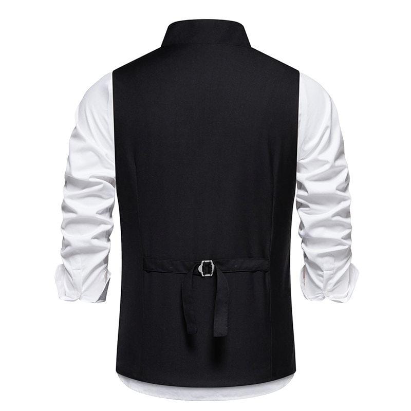aesido Men's Vintage Solid Color Single Breasted Suit Vest