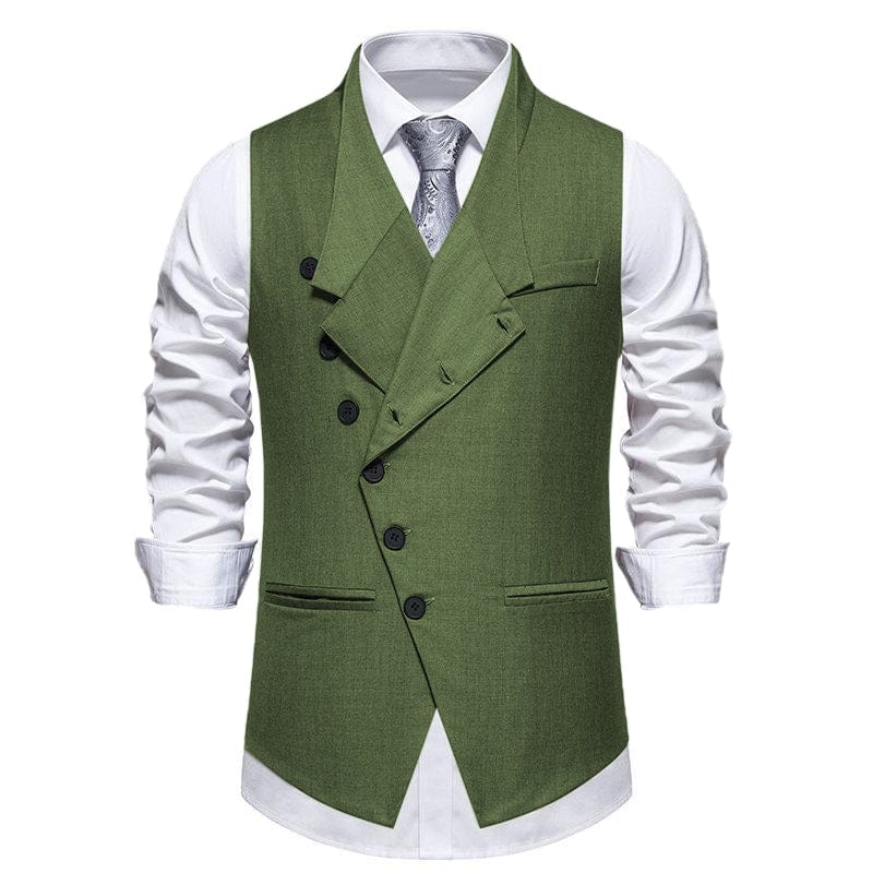 aesido Men's Vintage Solid Color Single Breasted Suit Vest