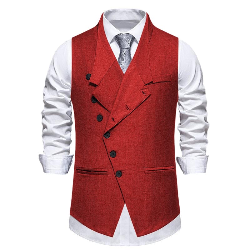 aesido Men's Vintage Solid Color Single Breasted Suit Vest