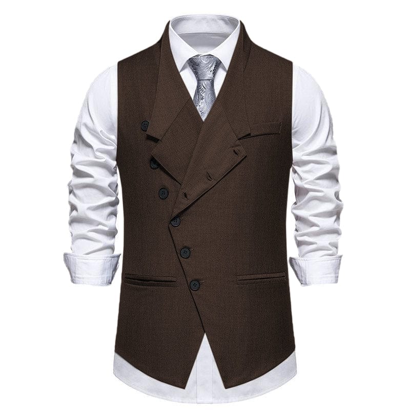 aesido Men's Vintage Solid Color Single Breasted Suit Vest