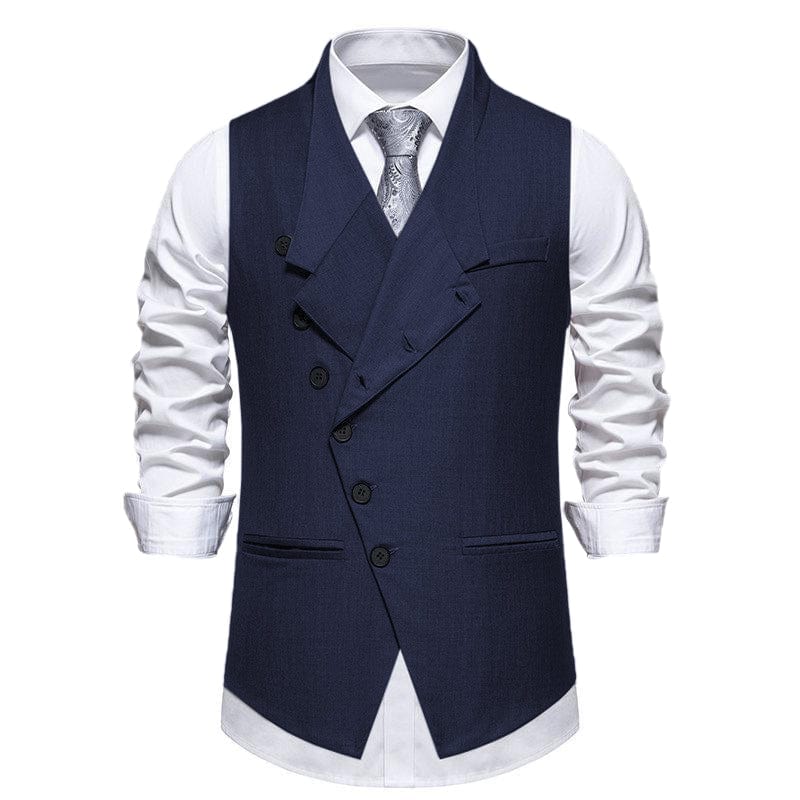aesido Men's Vintage Solid Color Single Breasted Suit Vest