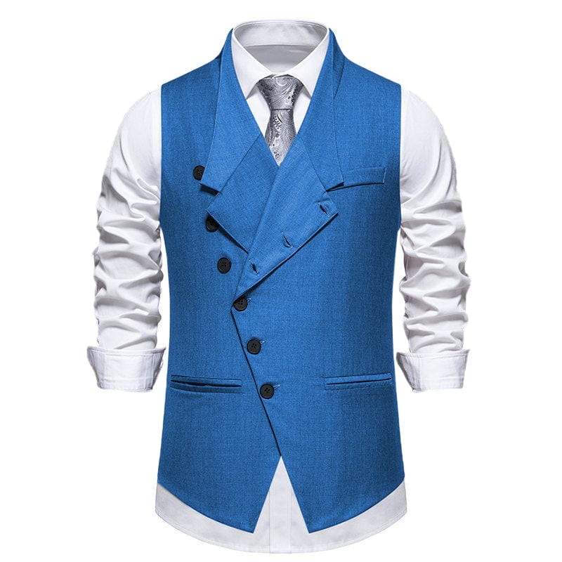 aesido Men's Vintage Solid Color Single Breasted Suit Vest